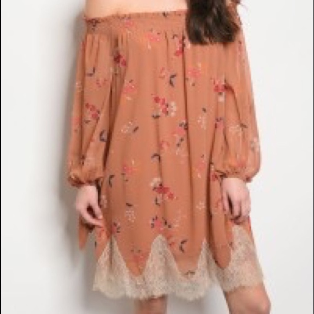 Dusty Peach Floral Dress